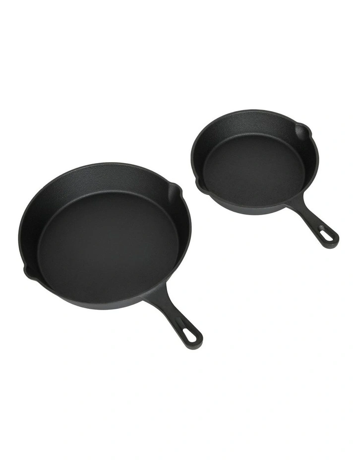 Cast Iron Frying Pan Set in Black image 2