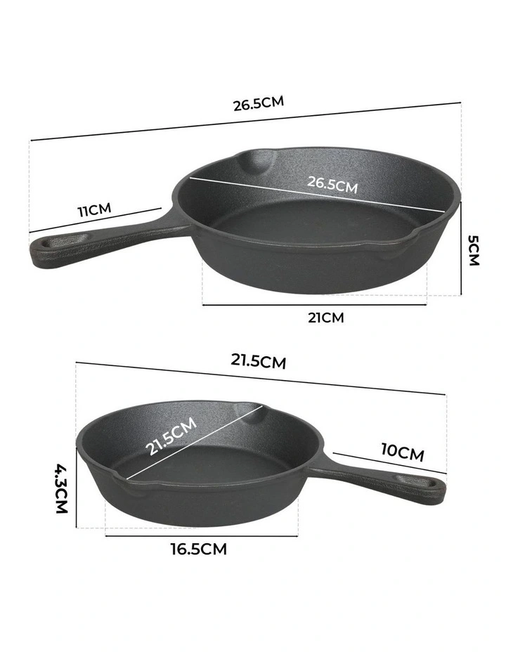 Cast Iron Frying Pan Set in Black image 3