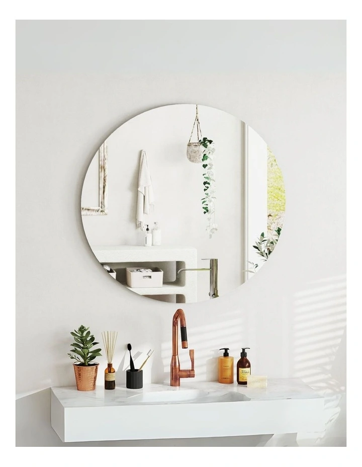 Round Frameless Wall Mirror 50cm in Clear image 2