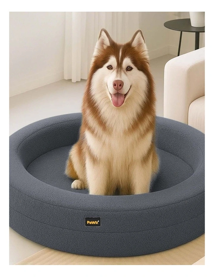 Pet Orthopedic Calming Bed Memory Foam Dog Sofa Donut Plush Washable XXL in Grey image 2