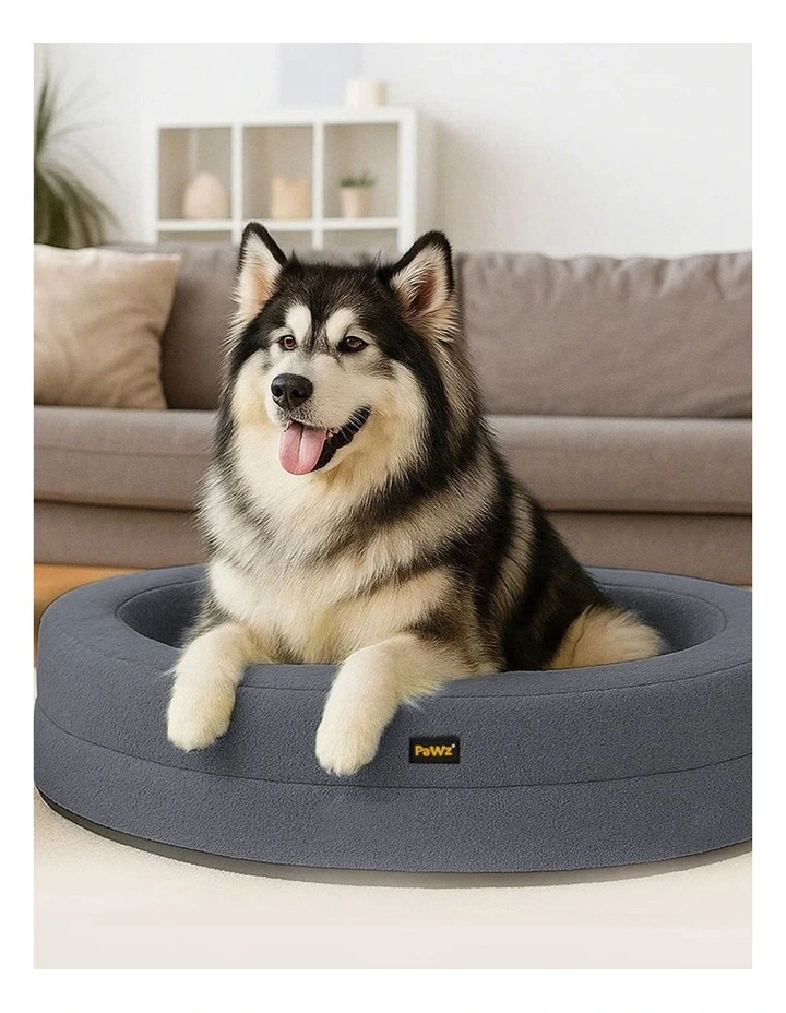 Pet Orthopedic Calming Bed Memory Foam Dog Sofa Donut Plush Washable XXL in Grey image 7