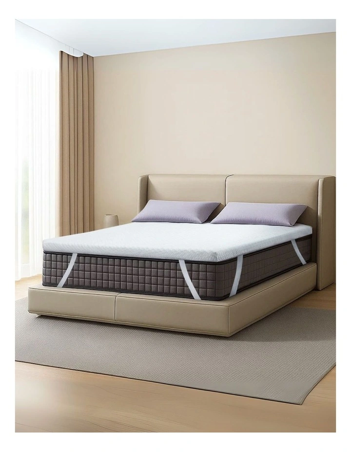 Gel Memory Foam Mattress Topper Bed Cool Bamboo Cover Double Washable 8cm in White image 1