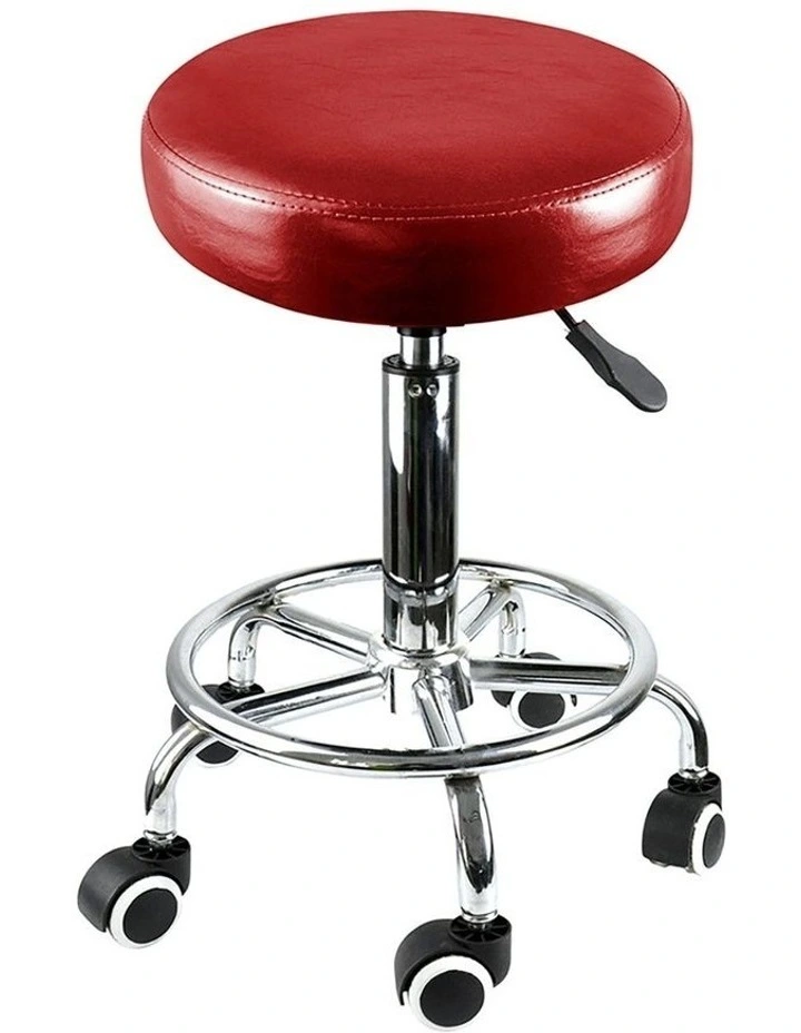 2x Salon Stool Swivel Barber Stools Bar Chair Lift Hairdressing Round in Red image 7