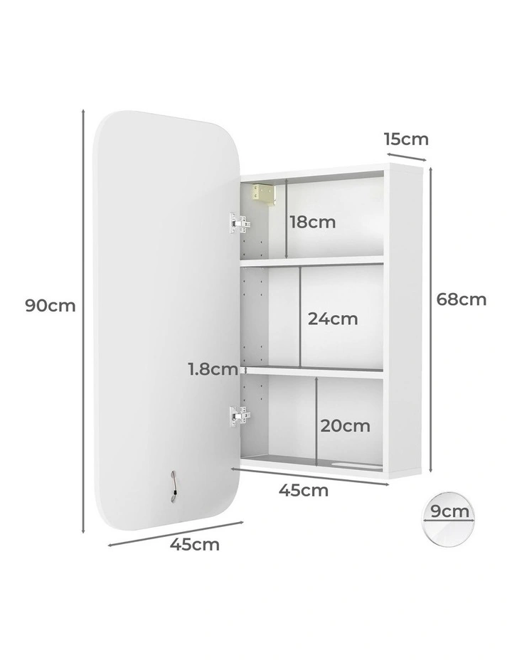 LED Bathroom Wall Mirror Cabinet Vanity Shaving Medicine Makeup Storage in White image 3
