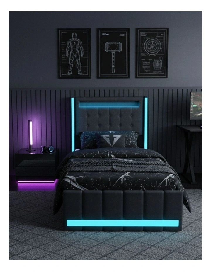 Single Solid Bed Frame in Grey image 1