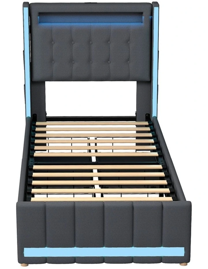 Single Solid Bed Frame in Grey image 7