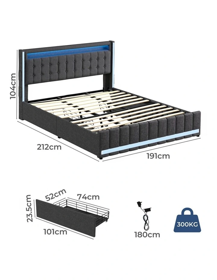 King Solid Bed Frame in Grey image 2