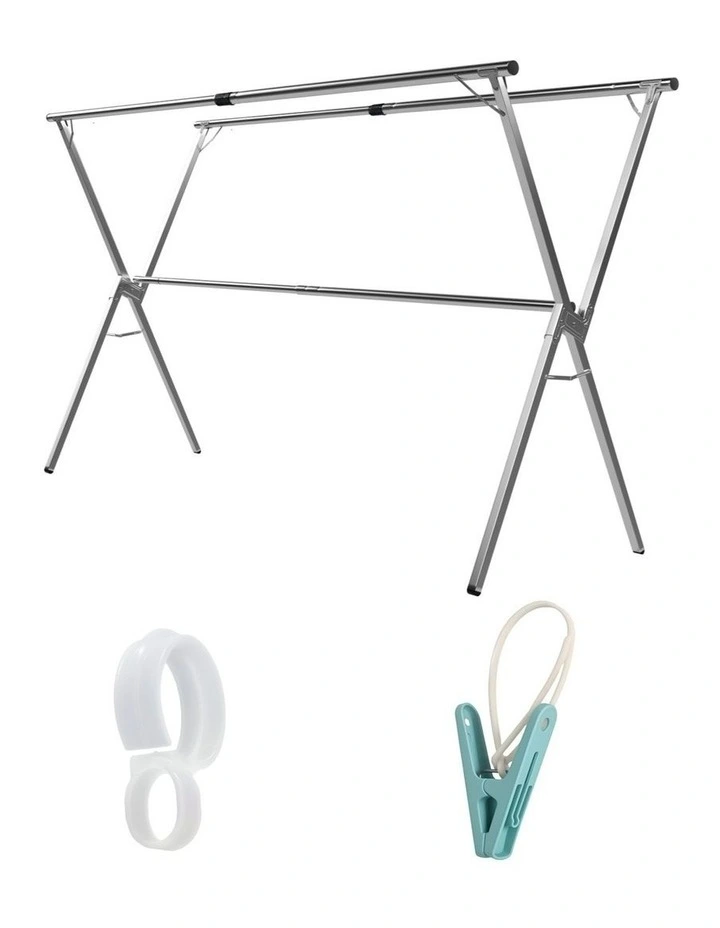 Clothes Drying Rack 150-200cm in Silver image 1