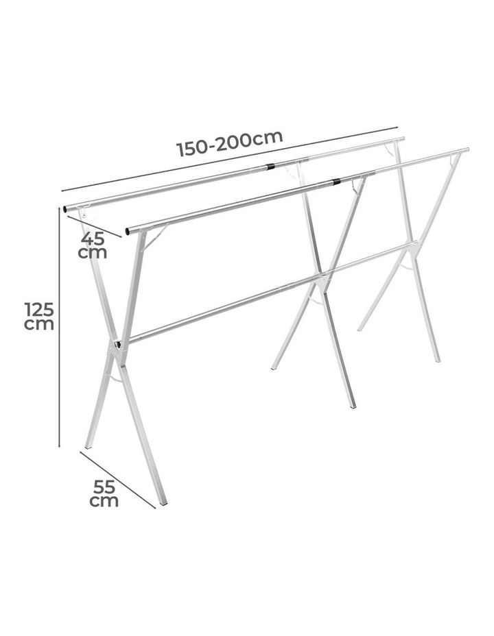 Clothes Drying Rack 150-200cm in Silver image 3
