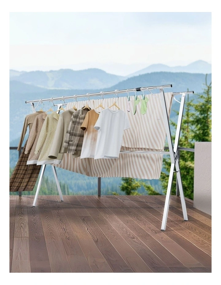 Clothes Drying Rack 150-200cm in Silver image 7