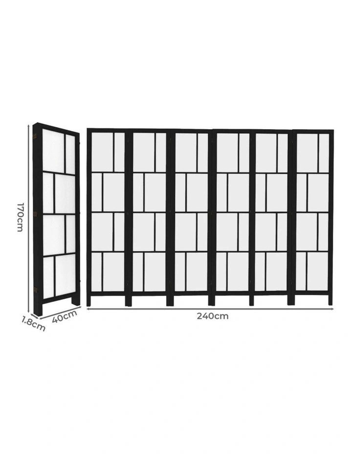 Room Divider 6 Panel in Black image 3