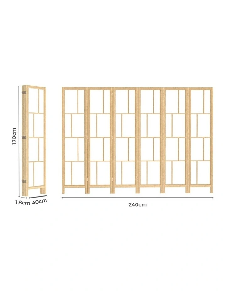 Wooden Room Divider 6 Panel in Natural image 3
