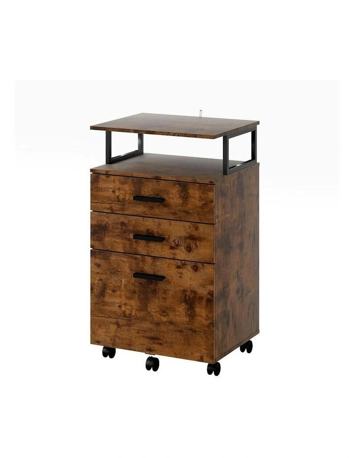 Mobile File Cabinet in Brown image 1