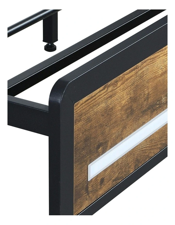 Queen Size RGB Light LED Charging Bed Frame in Brown image 7