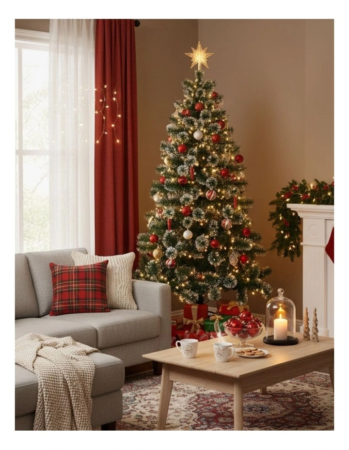 Outdoor Decor Snow Flocked Artificial Christmas Tree 2.1M in Green image 2