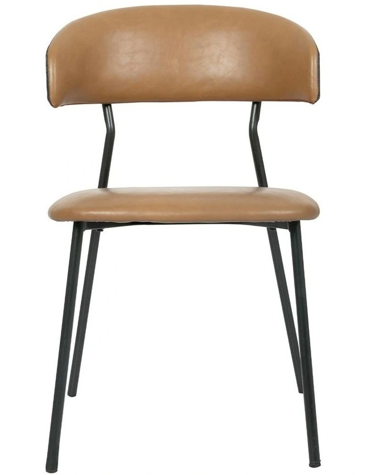 PU Leather Padded Seat Kitchen Lounge 2x Dining Chairs in Brown image 2