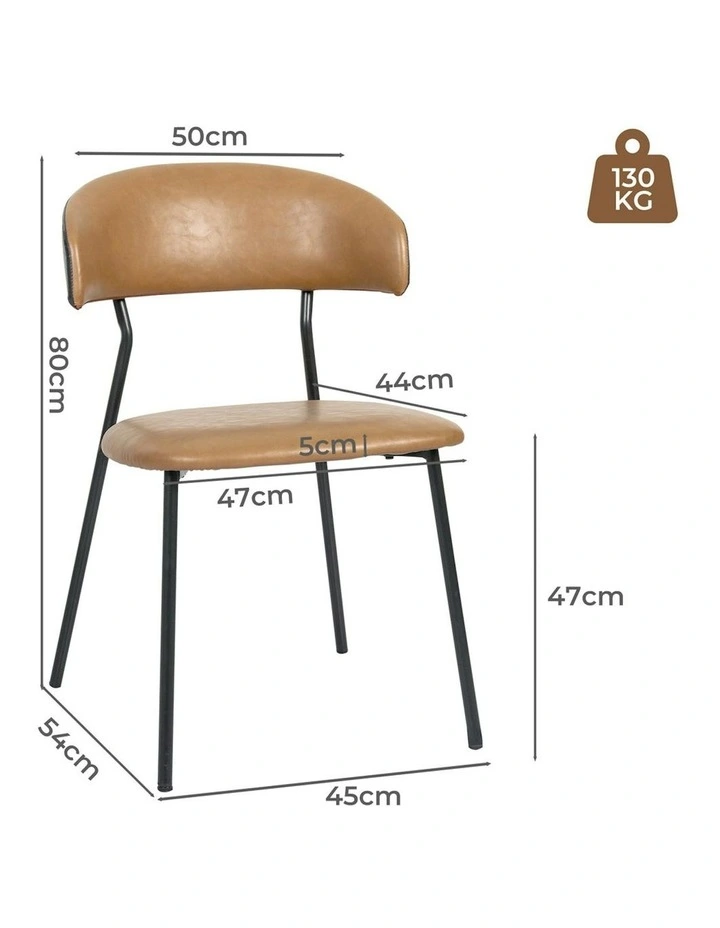 PU Leather Padded Seat Kitchen Lounge 2x Dining Chairs in Brown image 3