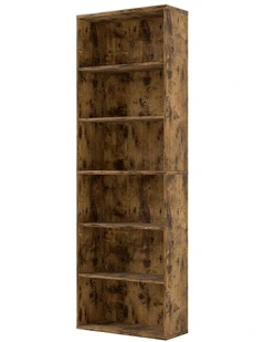 Storage Shelves Bookcase Display Unit Organizer Cabinet 6 Tier Book Shelf in Brown