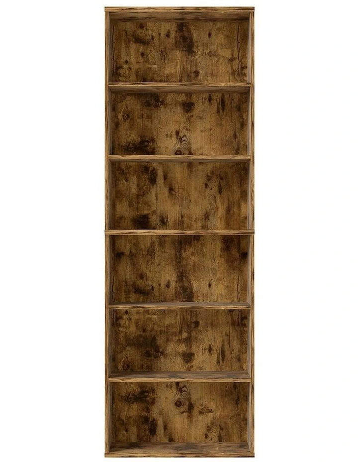 Storage Shelves Bookcase Display Unit Organizer Cabinet 6 Tier Book Shelf in Brown image 2
