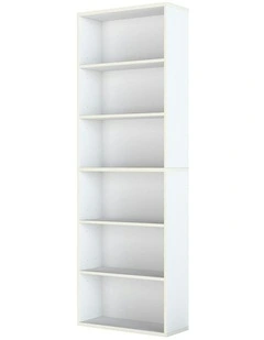 Slim 6 Tier Bookshelf Narrow Bookcase Storage Shelf Organizer Unit in White