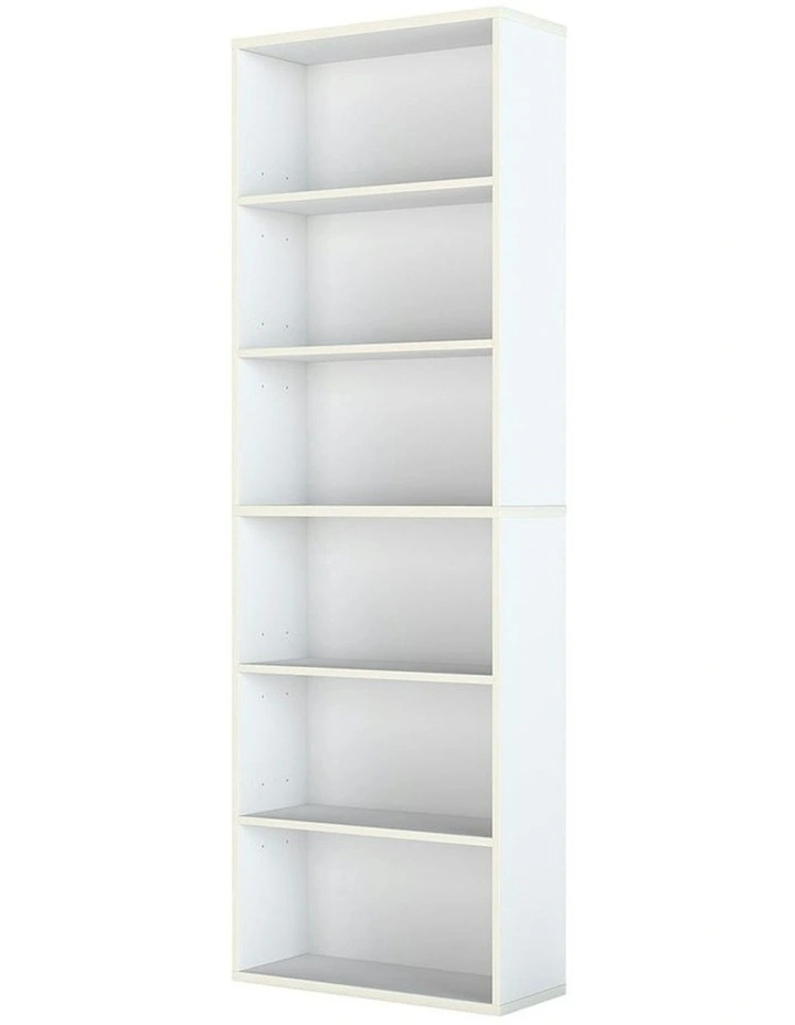 Slim 6 Tier Bookshelf Narrow Bookcase Storage Shelf Organizer Unit in White image 1