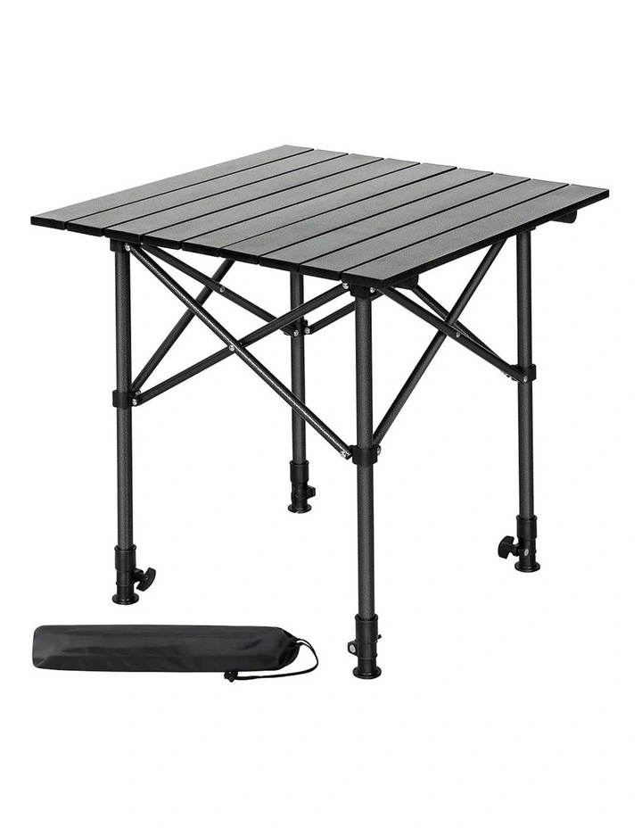 Folding Aluminum Portable Picnic BBQ Desk Camping Table 52cm in Black image 1