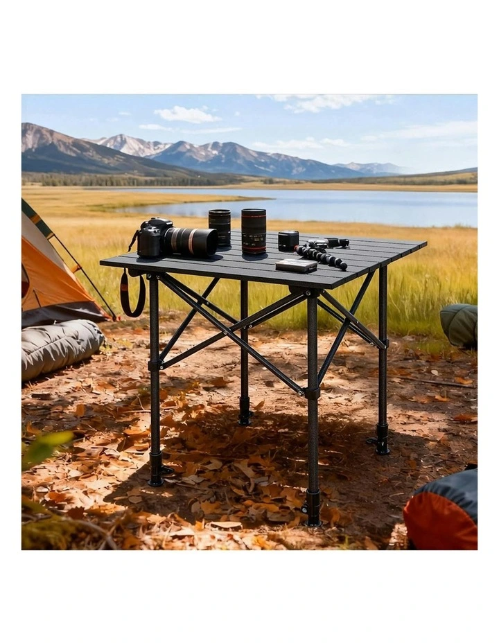 Folding Aluminum Portable Picnic BBQ Desk Camping Table 52cm in Black image 7