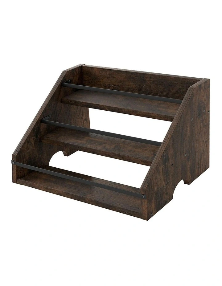 Counter Top Wine Rack Storage Liquor Bottle Display Shelf Wooden Holders in Brown image 1