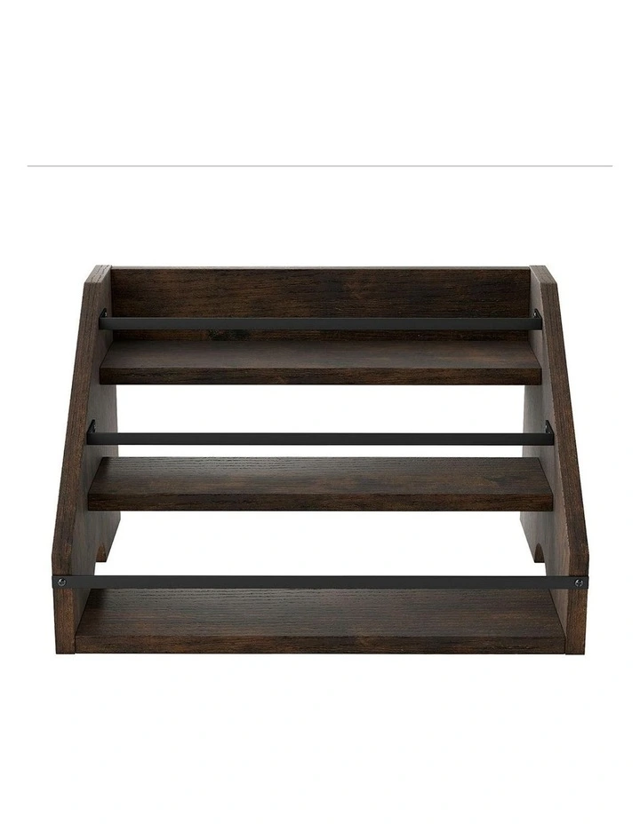 Counter Top Wine Rack Storage Liquor Bottle Display Shelf Wooden Holders in Brown image 2