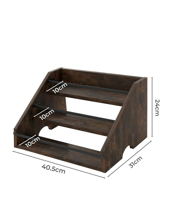 Counter Top Wine Rack Storage Liquor Bottle Display Shelf Wooden Holders in Brown image 3