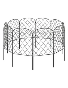 Steel Garden Border Fencer 10 Pcs in Black