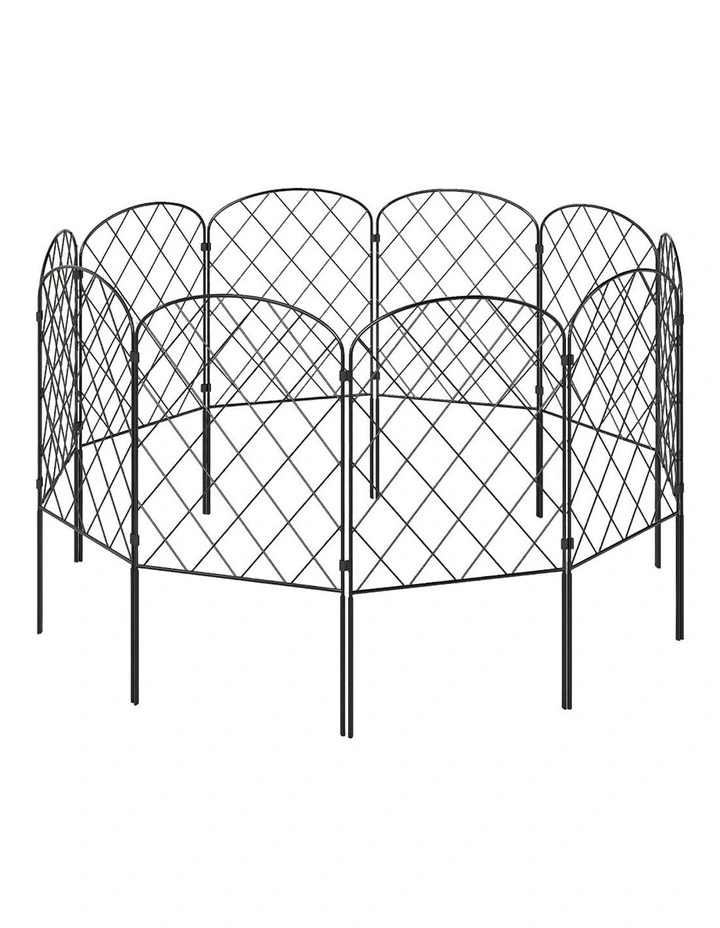 Steel Garden Border Fencer 10 Pcs in Black image 1