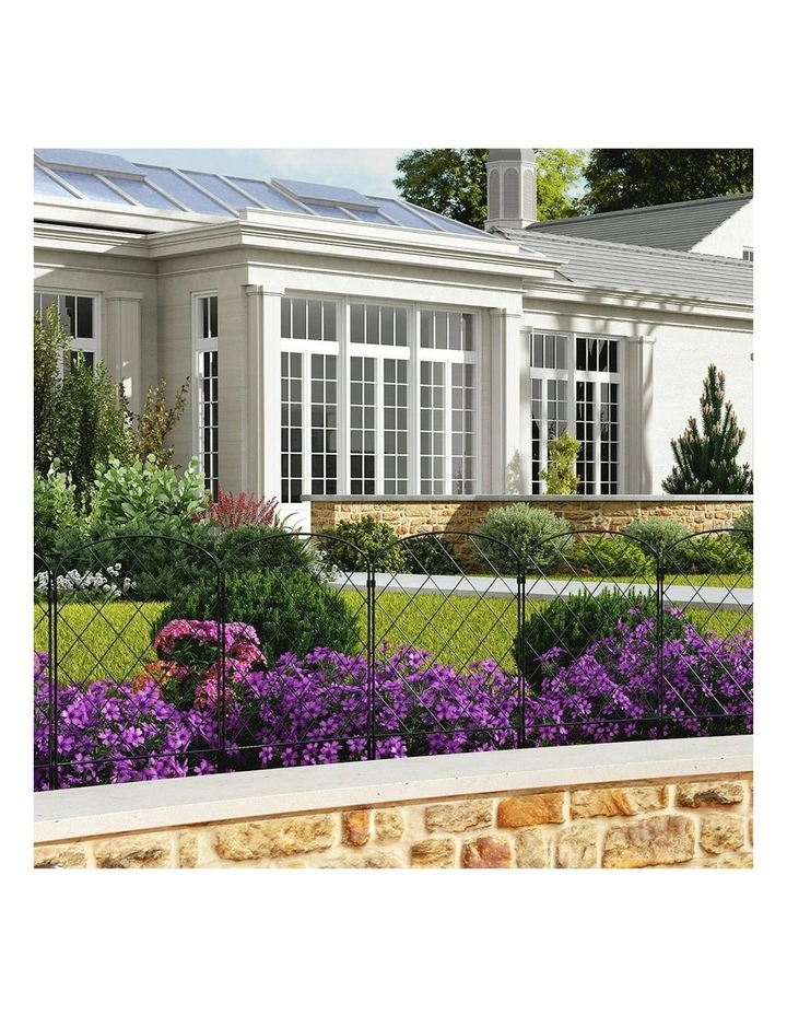 Steel Garden Border Fencer 10 Pcs in Black image 6