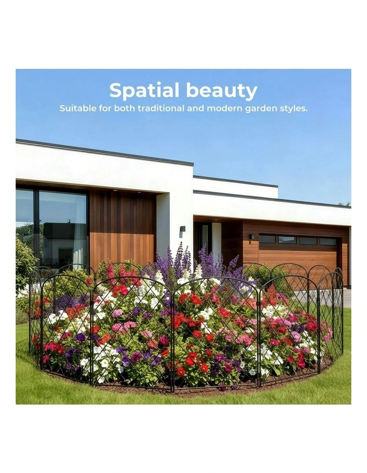 Steel Garden Border Fencer 10 Pcs in Black image 7