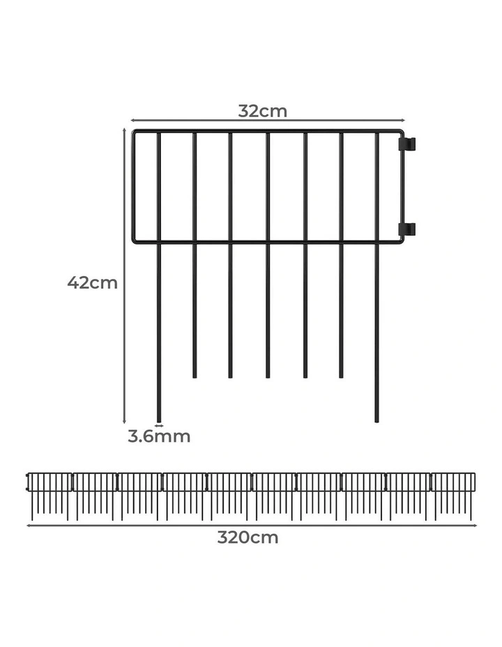 Metal Garden Border Fence 10 Pieces in Black image 3