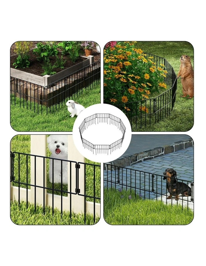Metal Garden Border Fence 10 Pieces in Black image 7