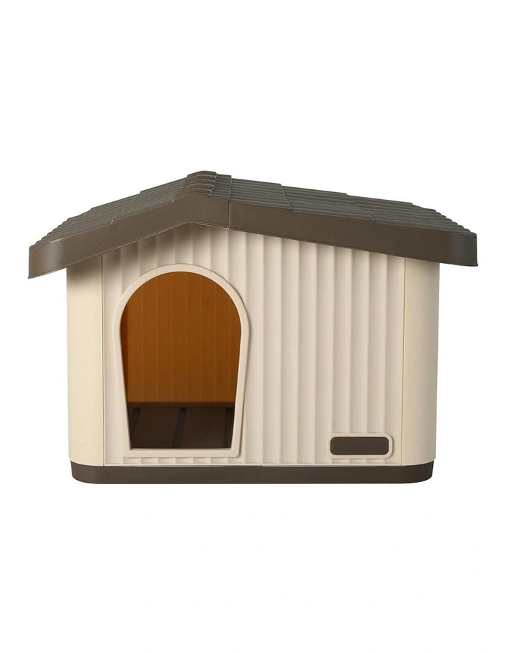 Outdoor Weather-Resistant Kennel with Vent Plastic Dog Cage in Beige/Brown image 2