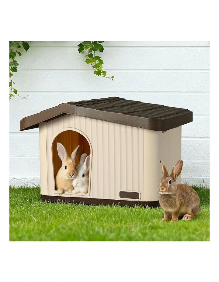 Outdoor Weather-Resistant Kennel with Vent Dog Cage 75cm in Beige/Brown image 7