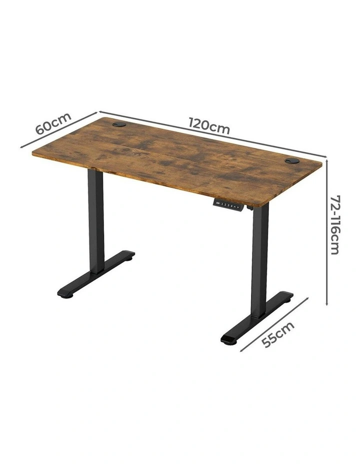 Height Adjustable Gaming Electric Standing Desk 120cm in Vintage Oak image 3