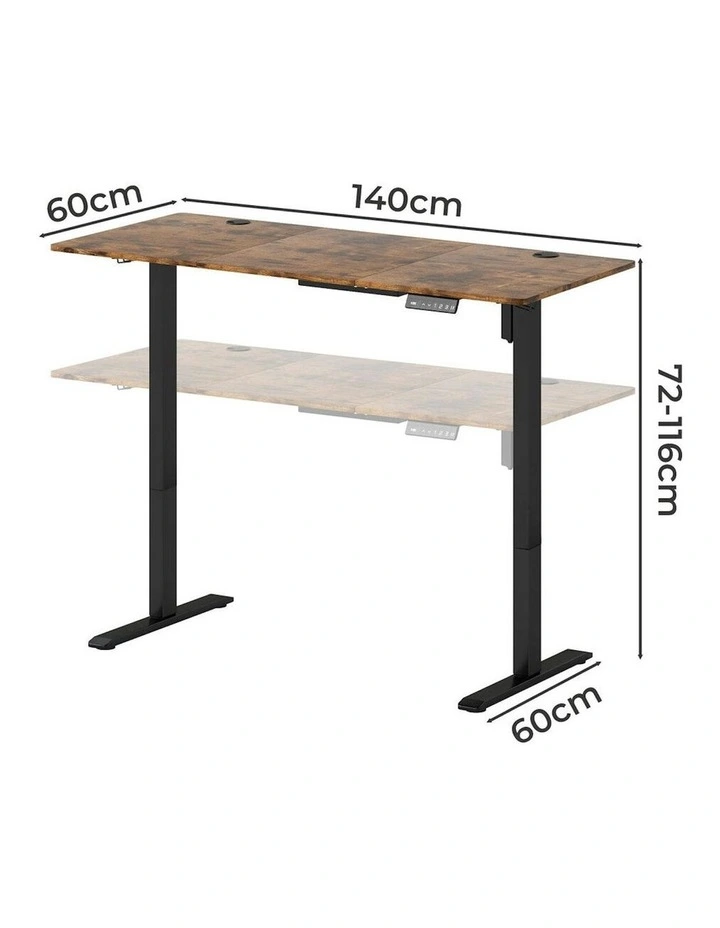 Height Adjustable Gaming Electric Standing Desk 140cm in Vintage Oak image 3