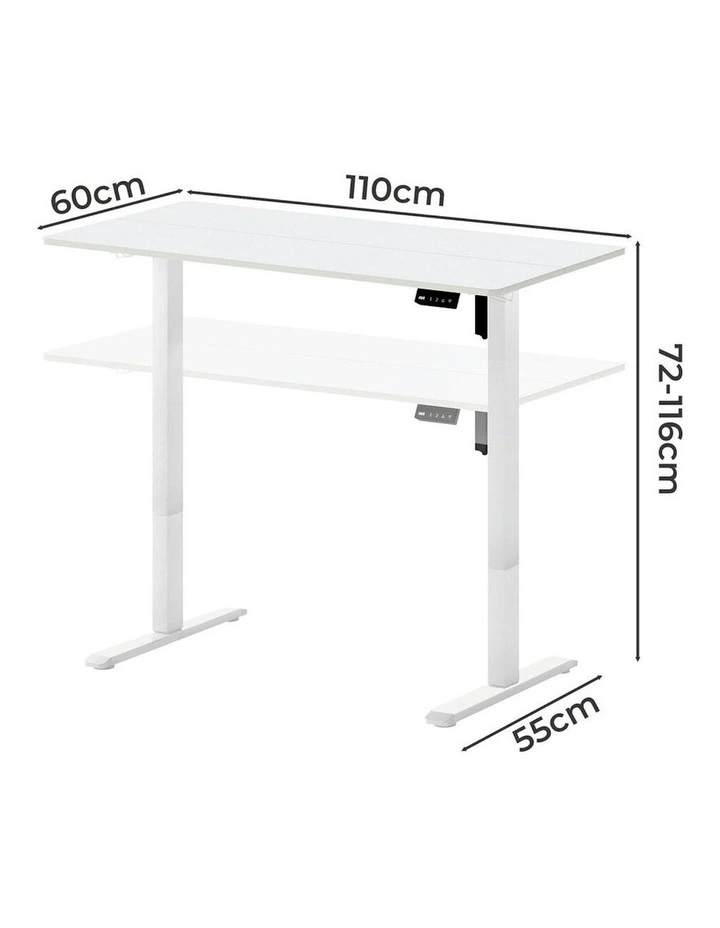 Height Adjustable Gaming Electric Standing Desk 110cm in White image 3