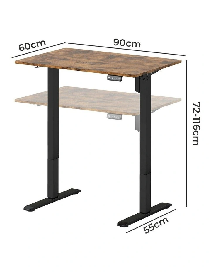 Height Adjustable Gaming Desk Home Office Electric Standing Desk 90cm in Brown image 3