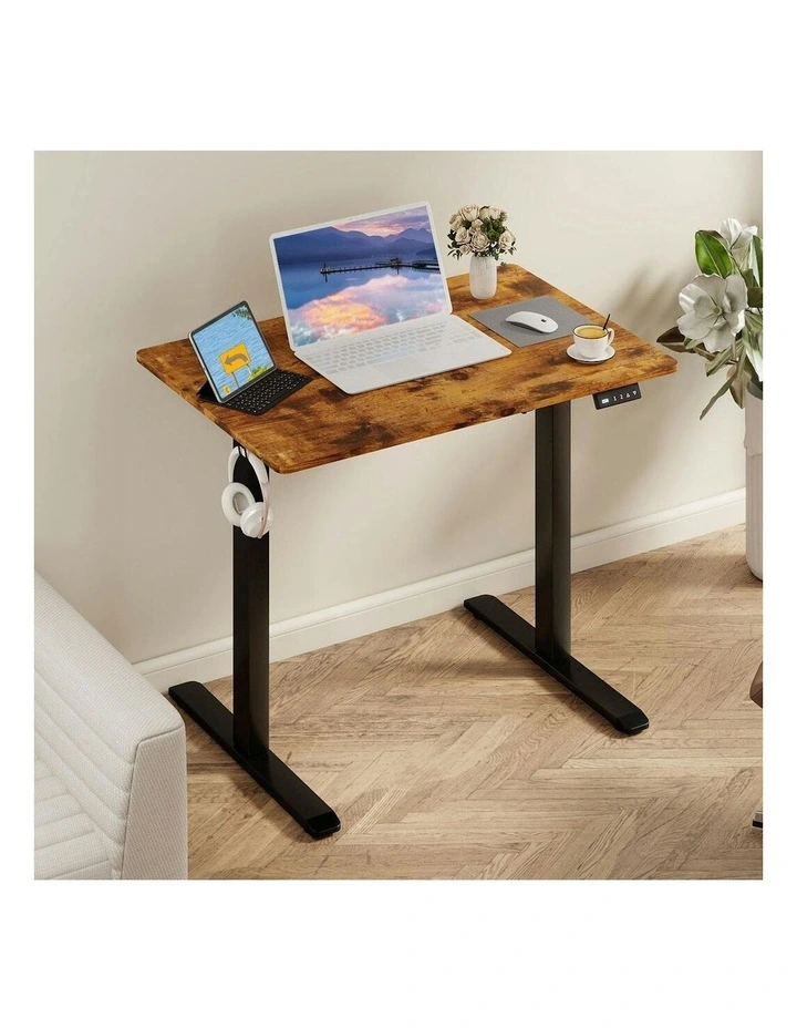 Height Adjustable Gaming Desk Home Office Electric Standing Desk 90cm in Brown image 7