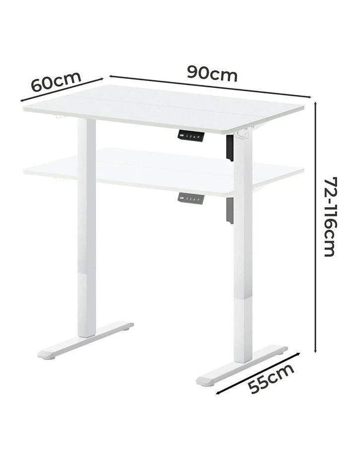 Height Adjustable Gaming Electric Standing Desk 90cm in White image 3