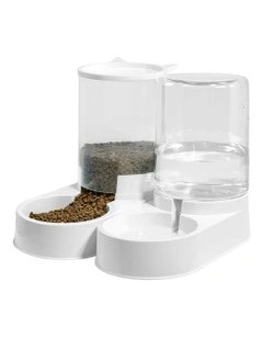 Gravity Food Bowl Automatic Pet Feeder and Water Dispenser Set 3.2L  in White