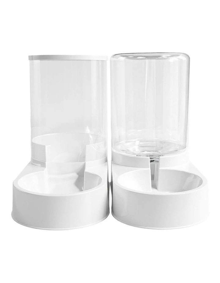 Gravity Food Bowl Automatic Pet Feeder and Water Dispenser Set 3.2L  in White image 2