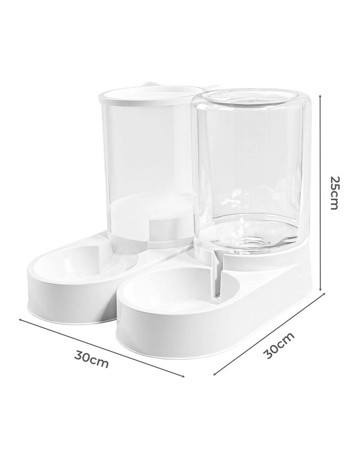 Gravity Food Bowl Automatic Pet Feeder and Water Dispenser Set 3.2L  in White image 3