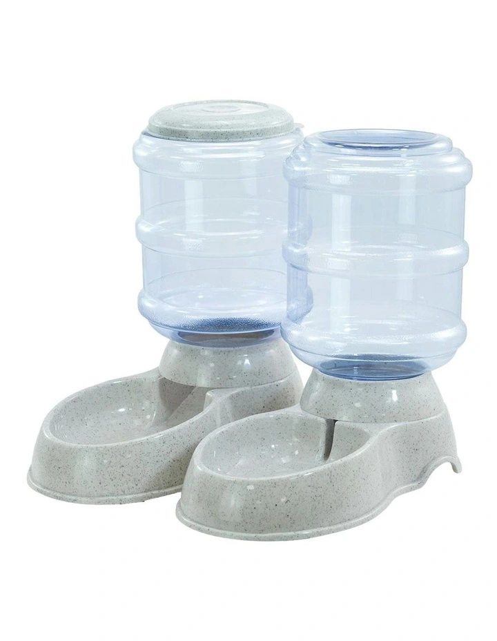 Gravity Food Bowl Automatic Pet Feeder and Water Dispenser Set 3.5L in White image 1