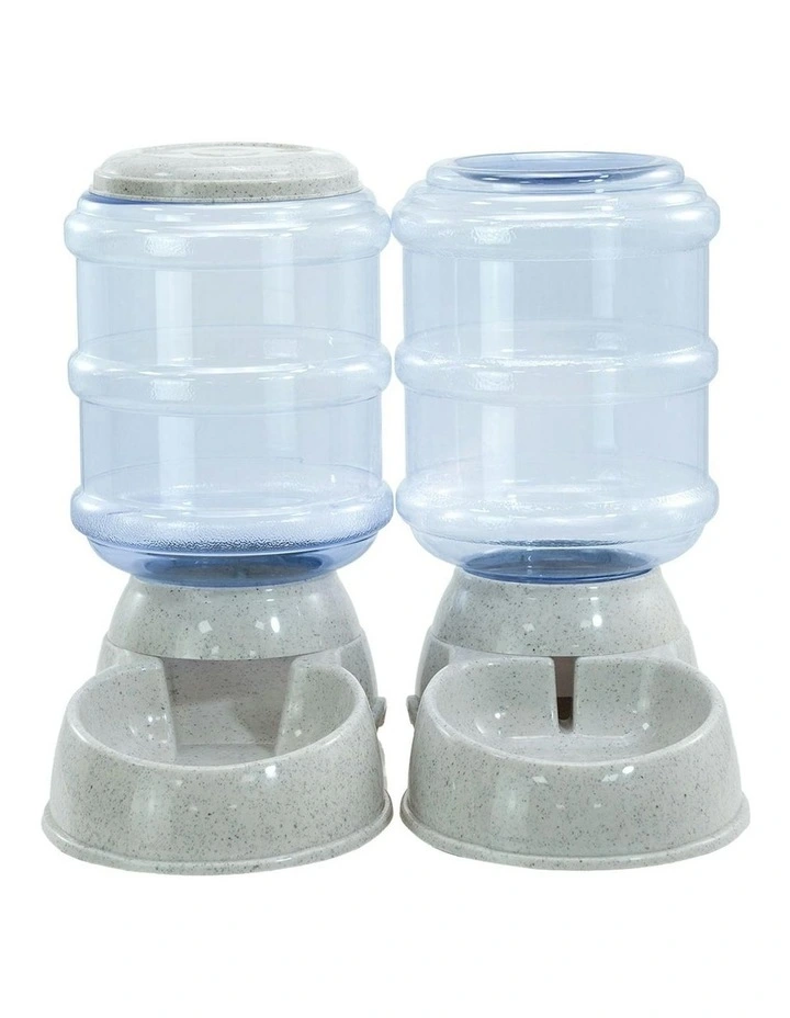 Gravity Food Bowl Automatic Pet Feeder and Water Dispenser Set 3.5L in White image 2