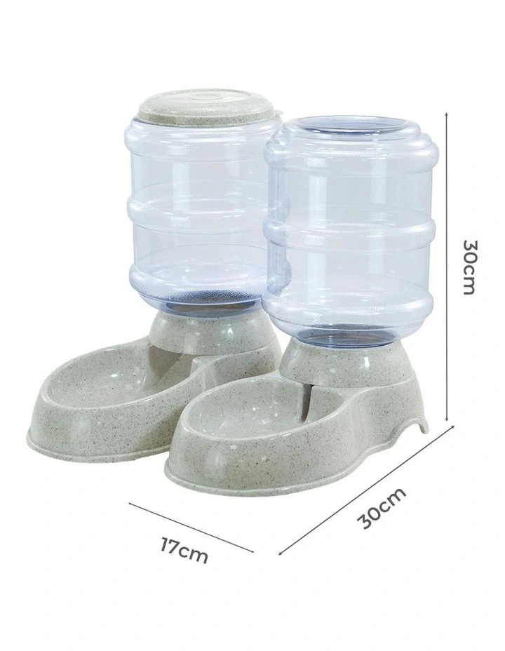 Gravity Food Bowl Automatic Pet Feeder and Water Dispenser Set 3.5L in White image 3